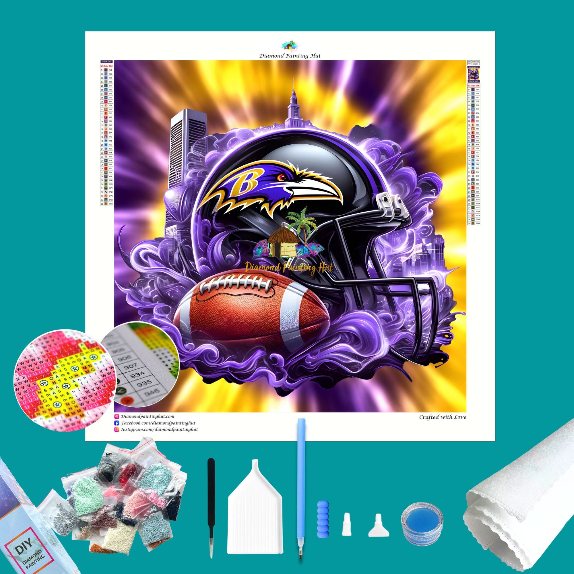 b love on football helmets Baltimore Ravens NFL Helmet Diamond Painting