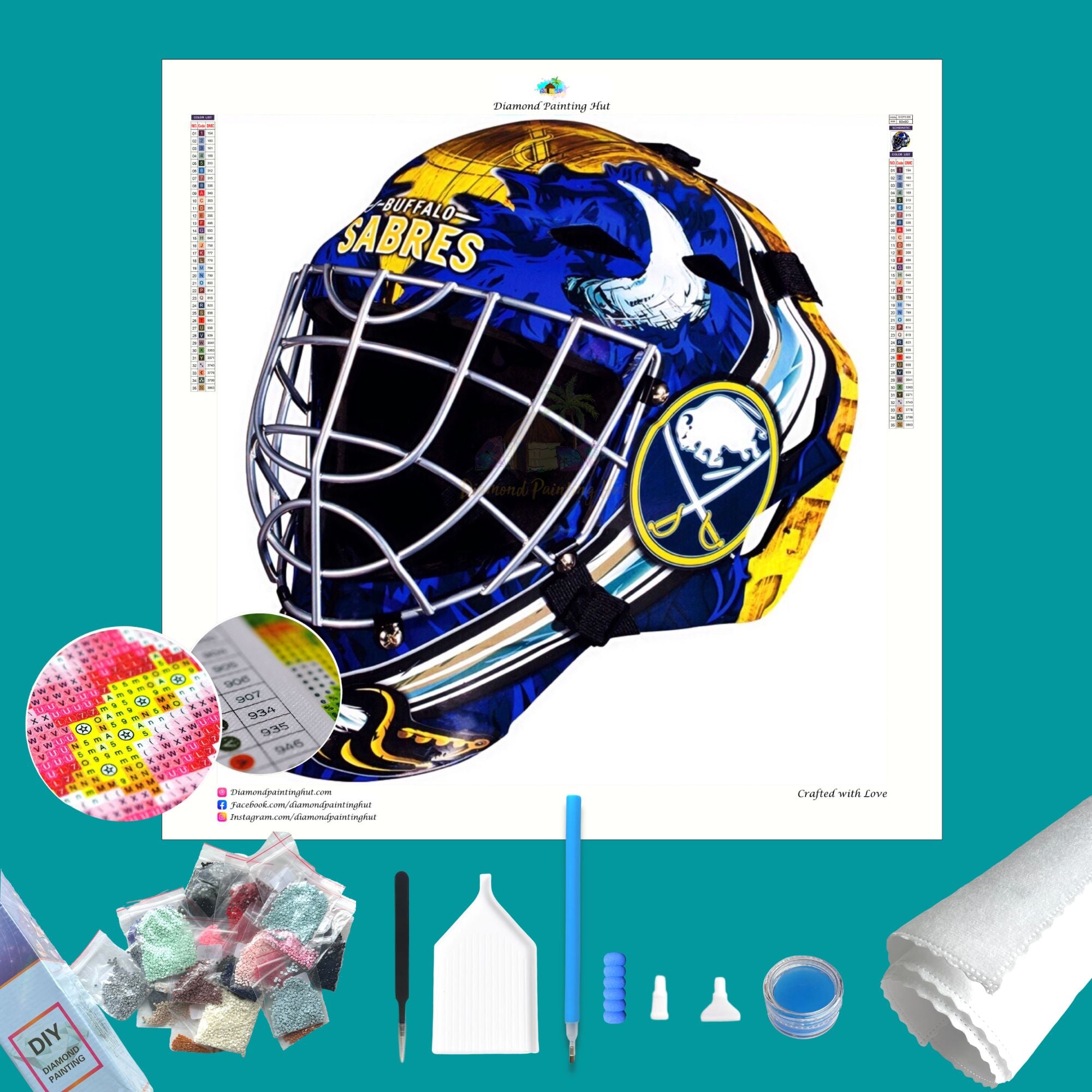 buffalo sabres football helmet Buffalo Sabres NHL Goalie Mask Diamond Painting