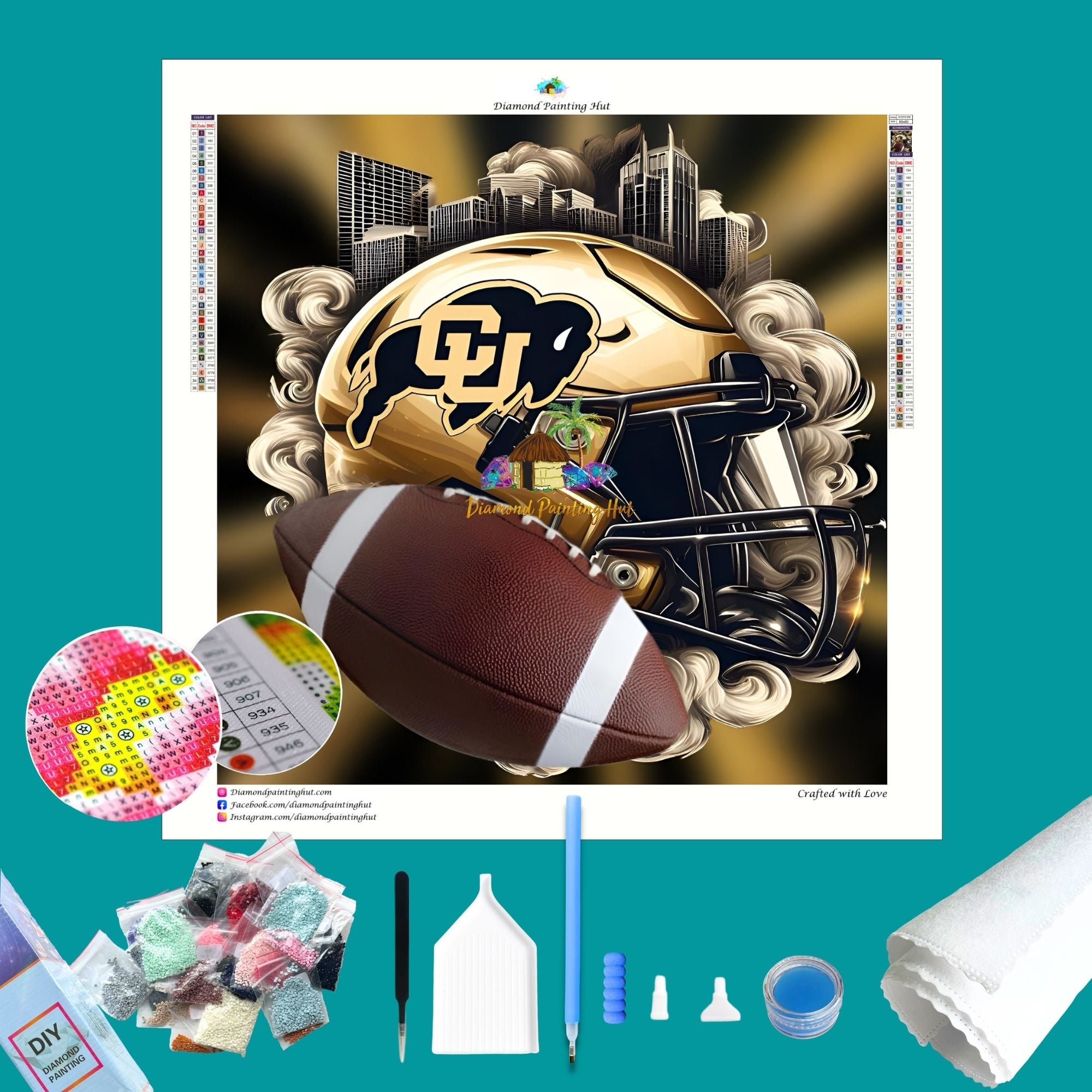 diy painting football helmet Colorado Football Helmet Diamond Painting