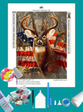 BOGVIAP American Flag Diamond Painting,DIY 5D Diamond Art American Flag  Deer,Diamond Painting Flag Perfect for Home Wall Decoration 12x16 Inch.