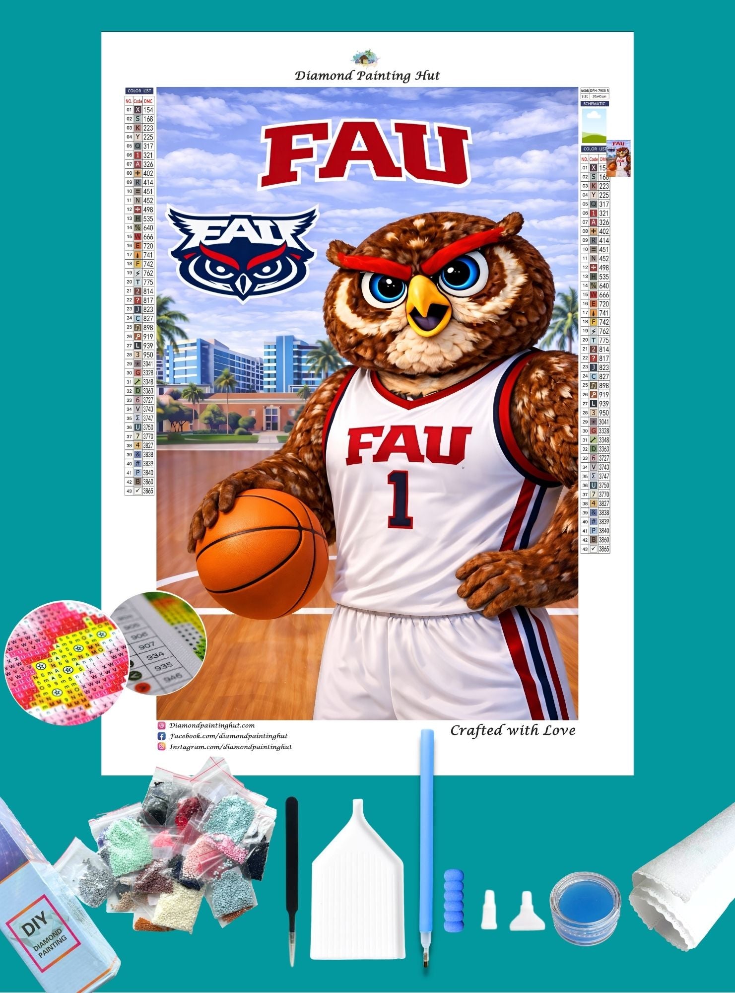 FAU Owls Mascot Diamond Painting - Diamond Painting Hut
