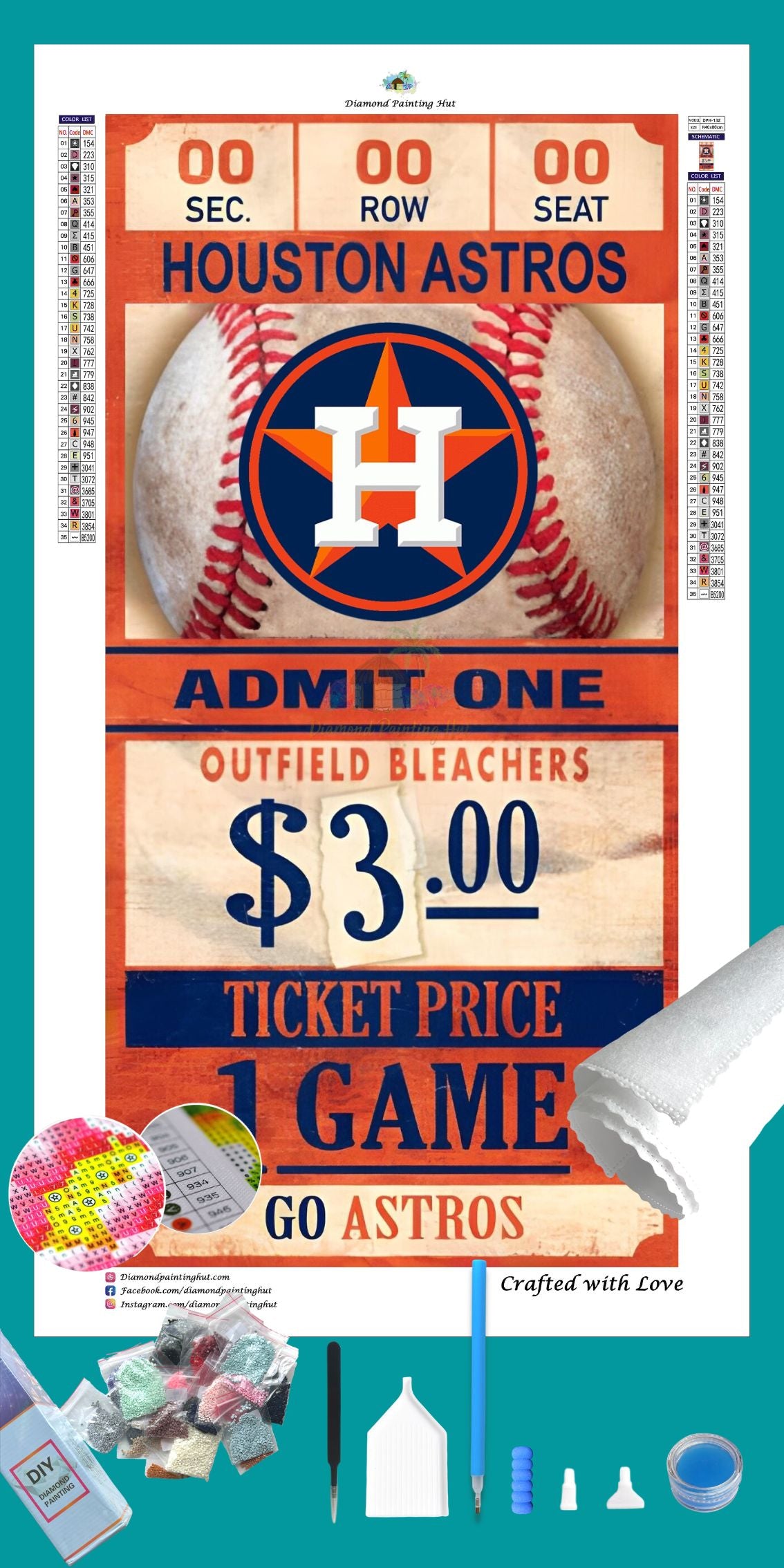 Houston Astros MLB Ticket Diamond Painting - Diamond Painting Hut