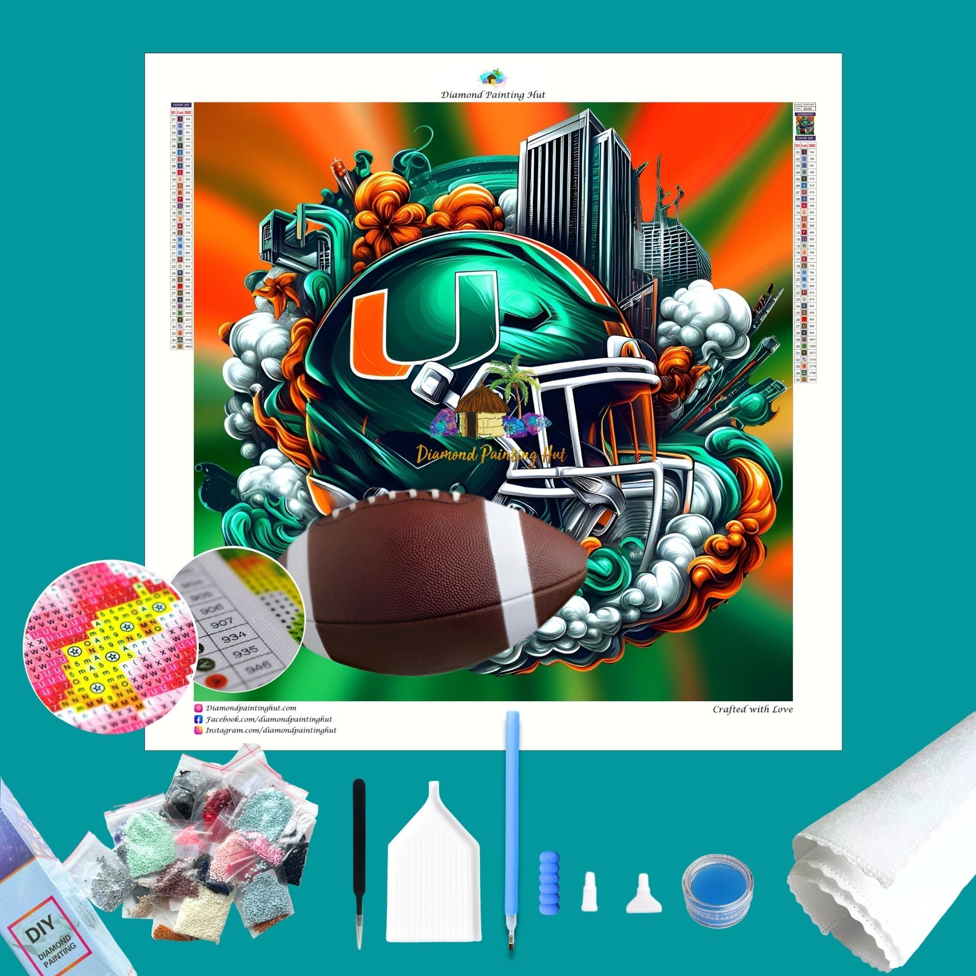 diy painting football helmet Miami Football Helmet Diamond Painting