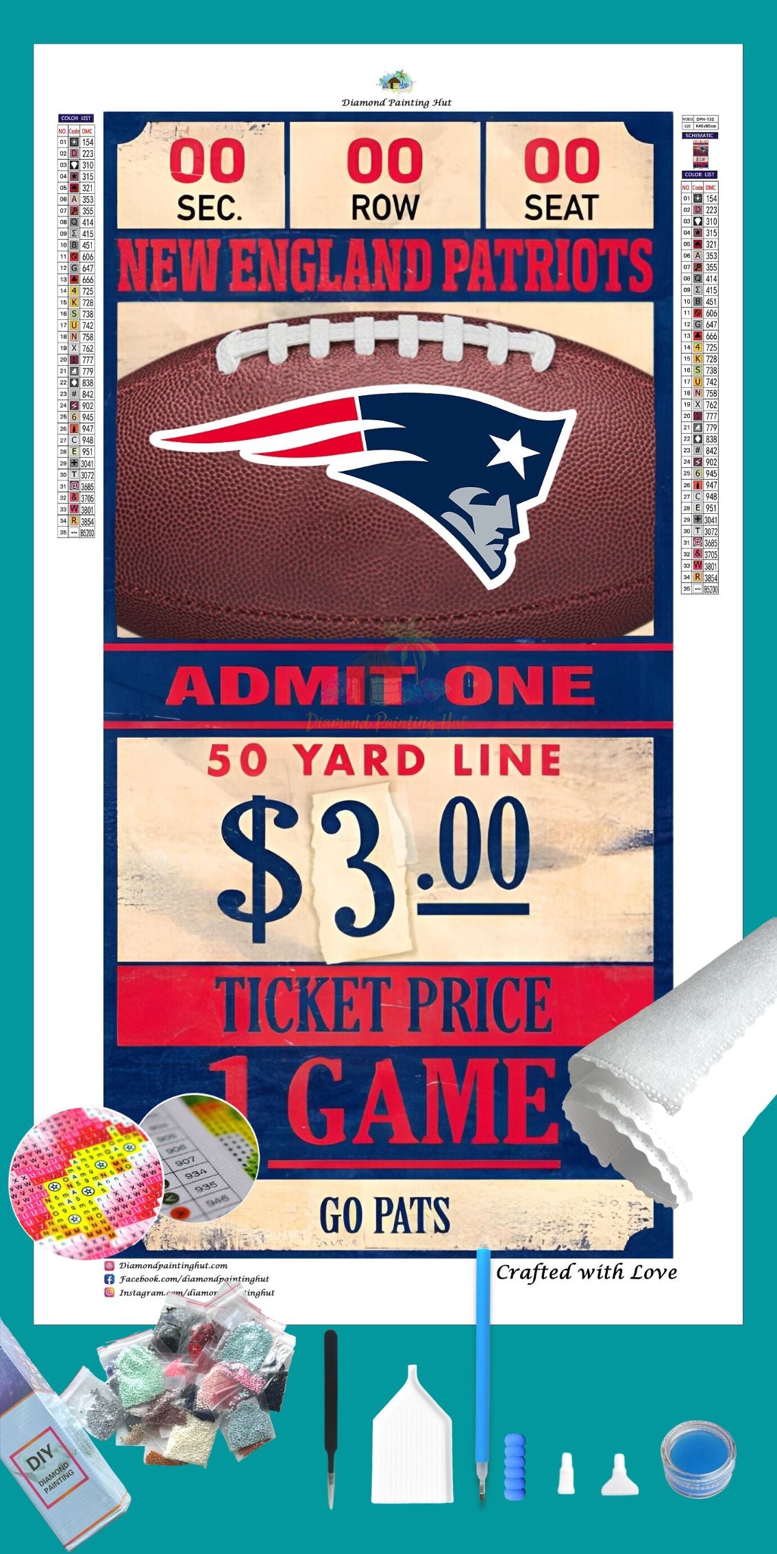 New England Patriots NFL Ticket Diamond Painting - Diamond Painting Hut