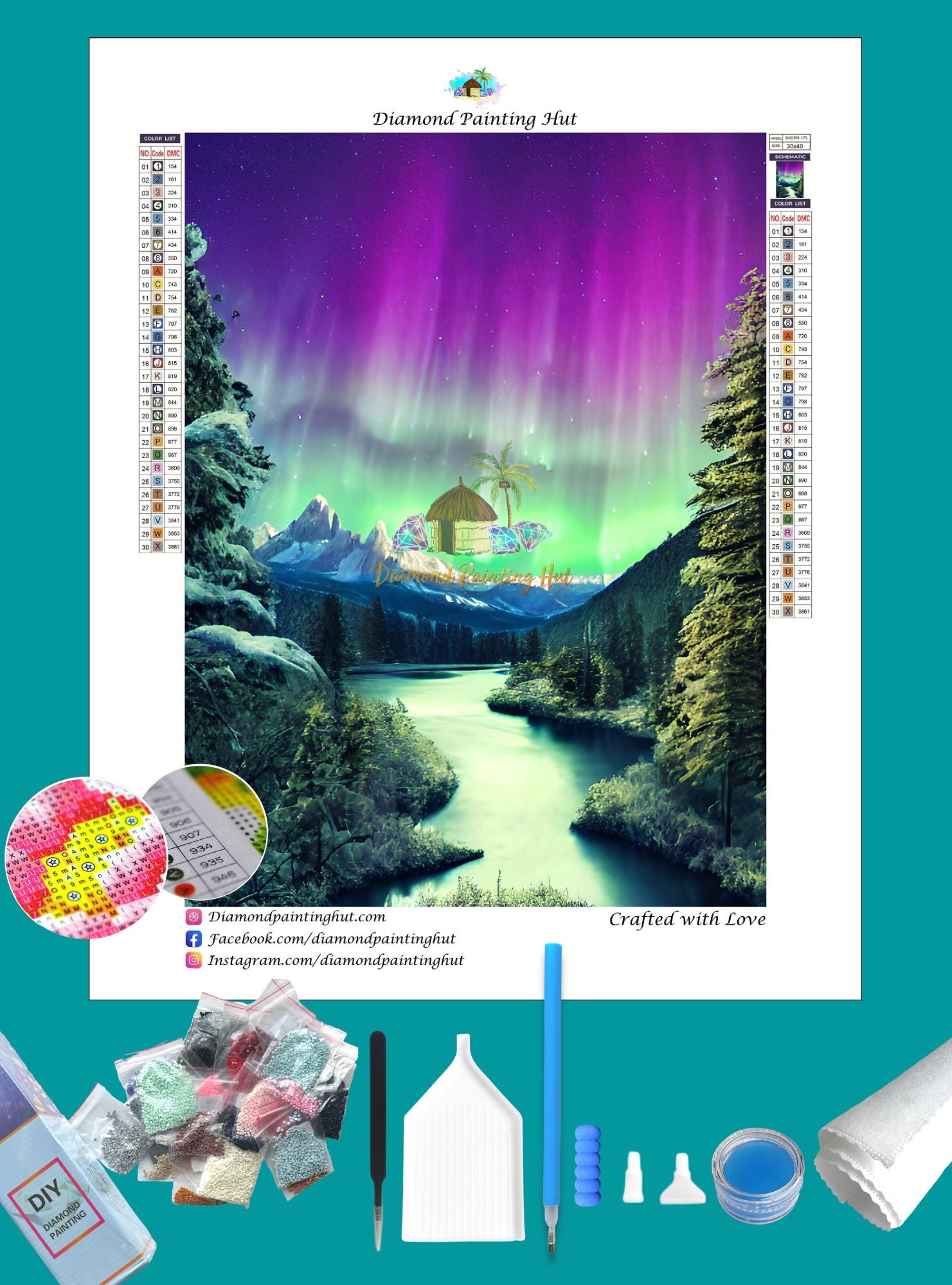 Northern Lights Diamond Painting 22x30cm / Round Drill Diamond