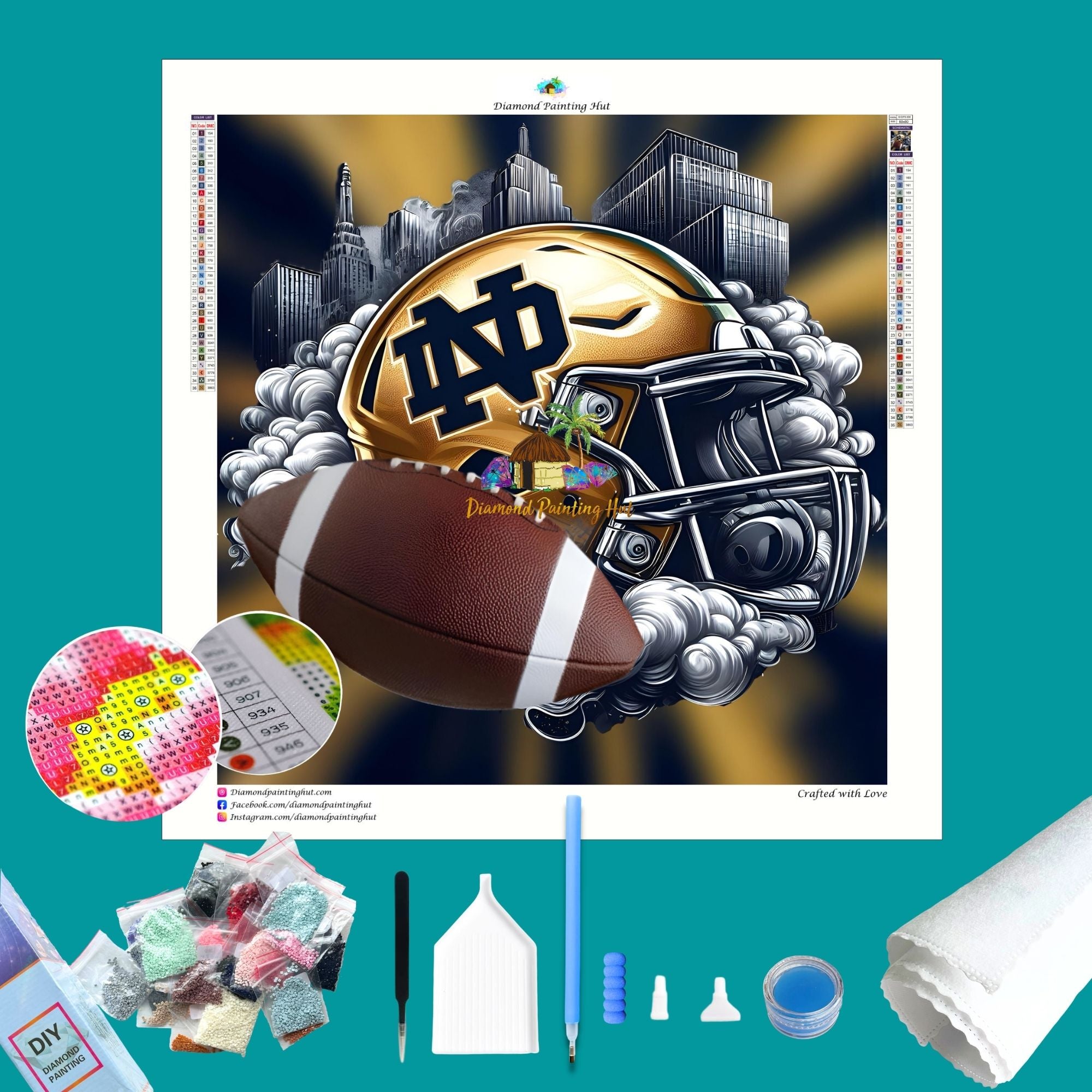 diamond football helmet Notre Dame Football Helmet Diamond Painting