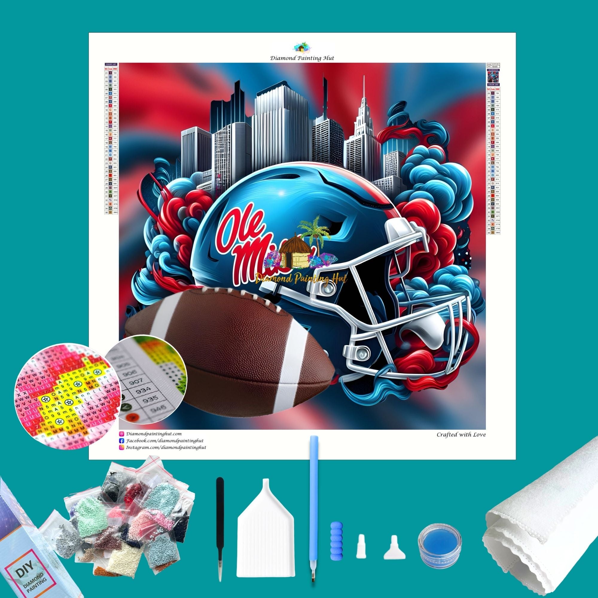 diy painting football helmet Ole Miss Football Helmet Diamond Painting