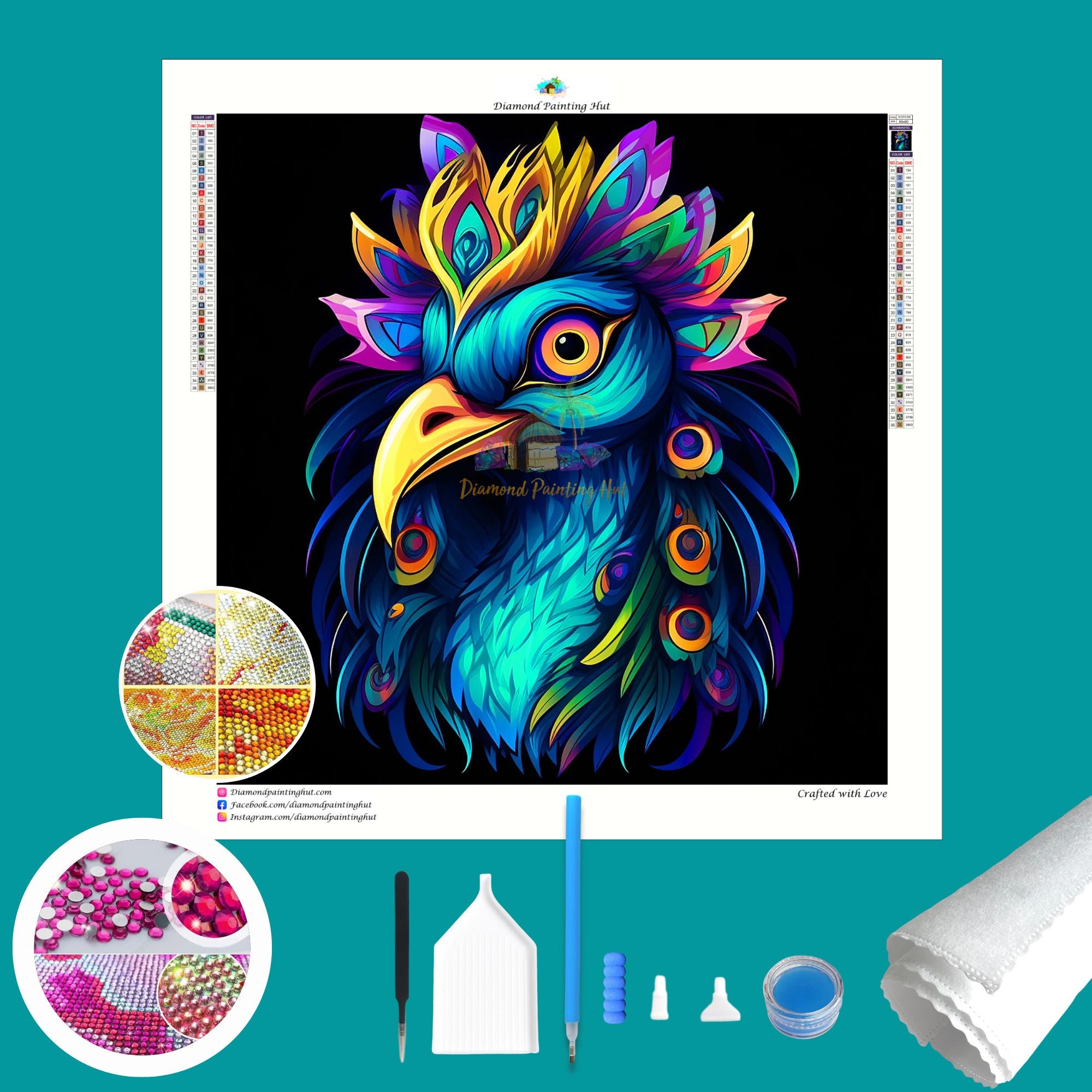 Peacock Crystal Diamond Painting - Diamond Painting Hut
