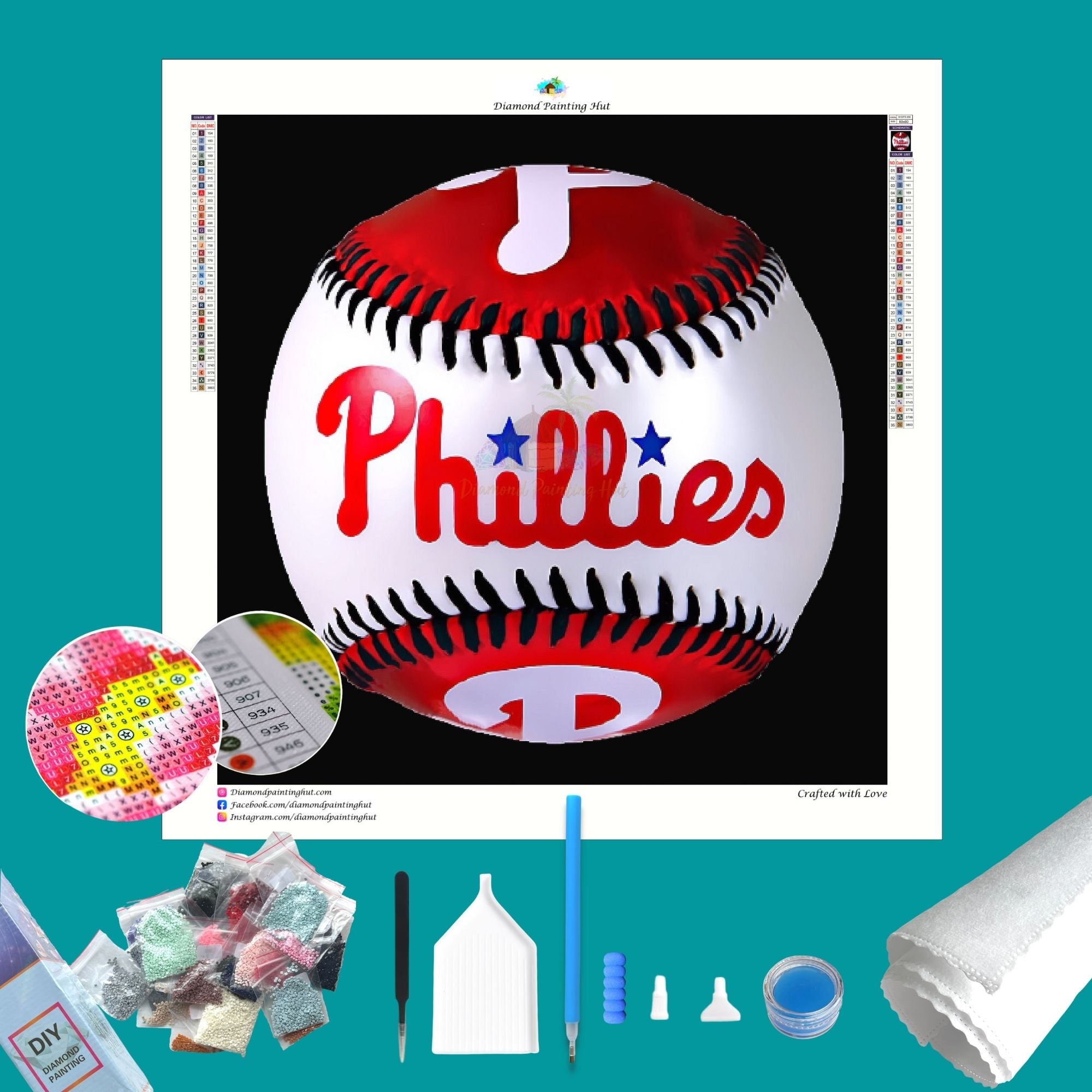 Philadelphia Phillies MLB Diamond Painting - 50x50cm / Solid Black ...