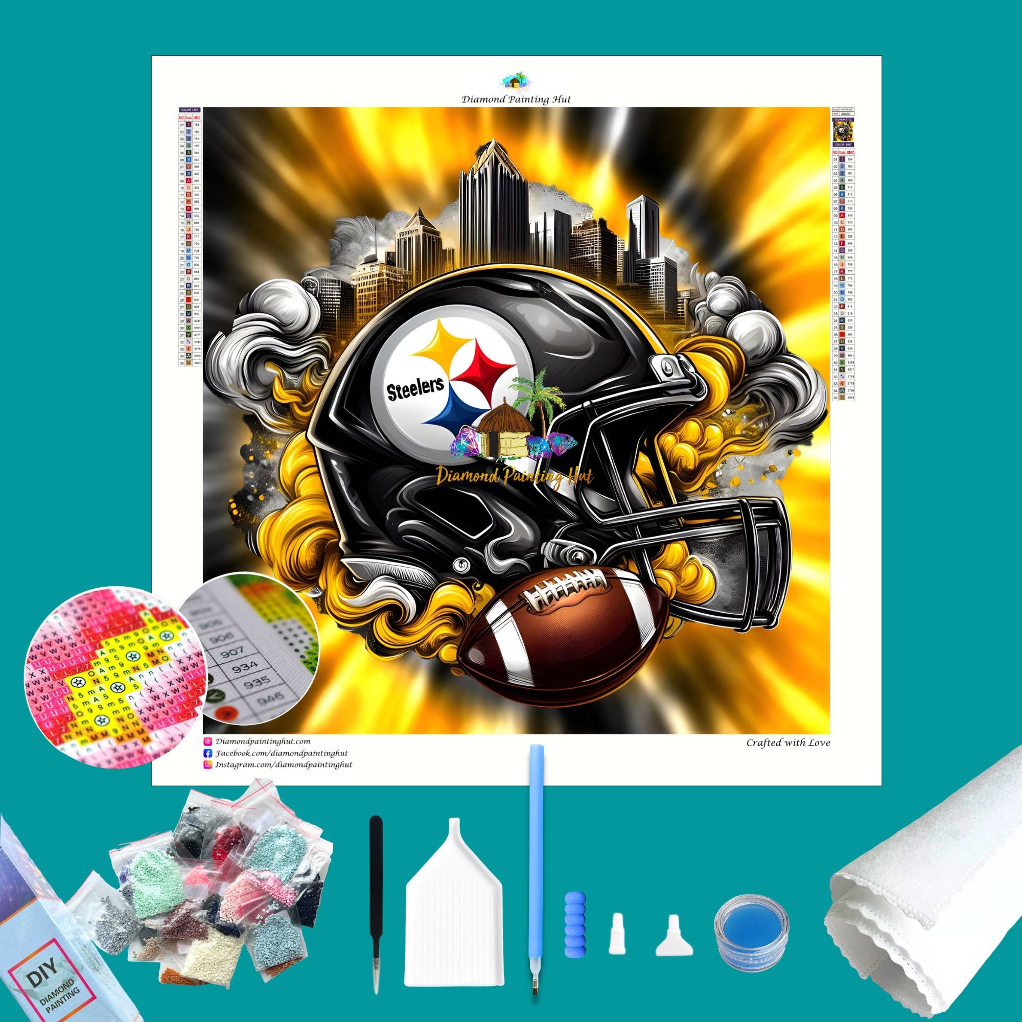 Pittsburgh Steelers NFL Helmet - 30x30cm / Full Round Drill / A ...