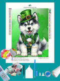Siberian Husky Saint Patrick Diamond Painting