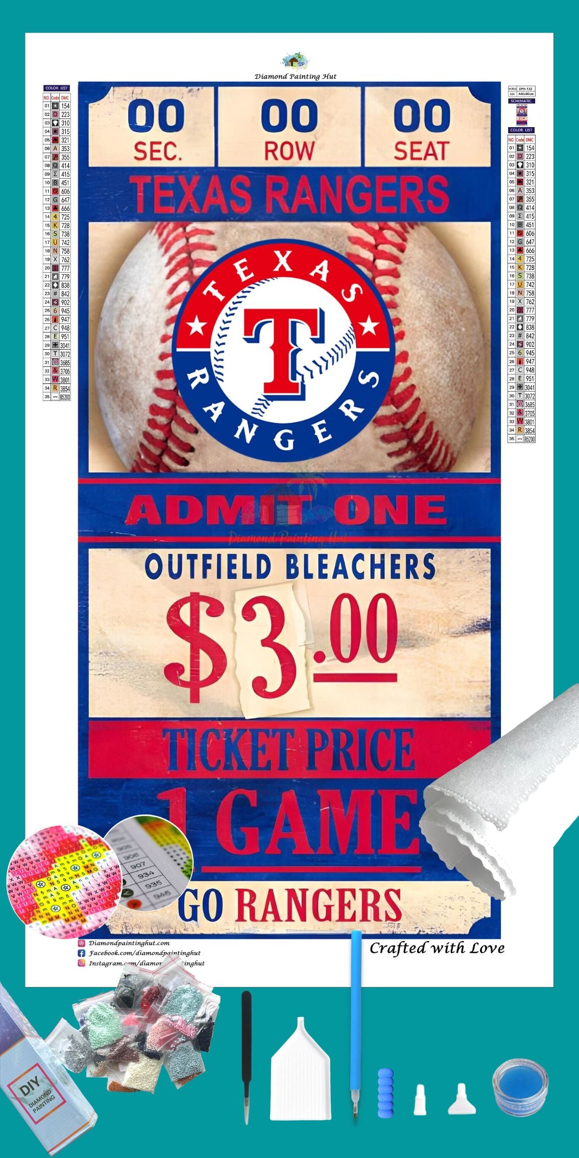 Texas Ranger MLB Ticket Diamond Painting - Diamond Painting Hut