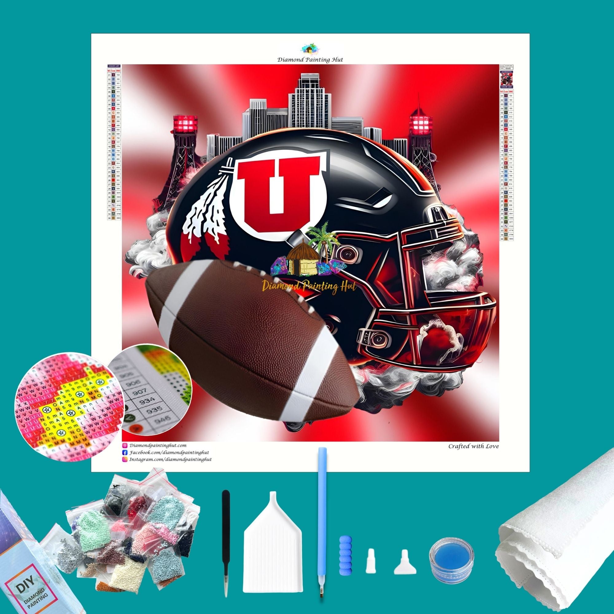 diamond football helmet Utah Football Helmet Diamond Painting