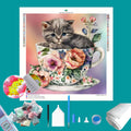 Kitten on Cup Diamond Painting-Diamond Painting Hut