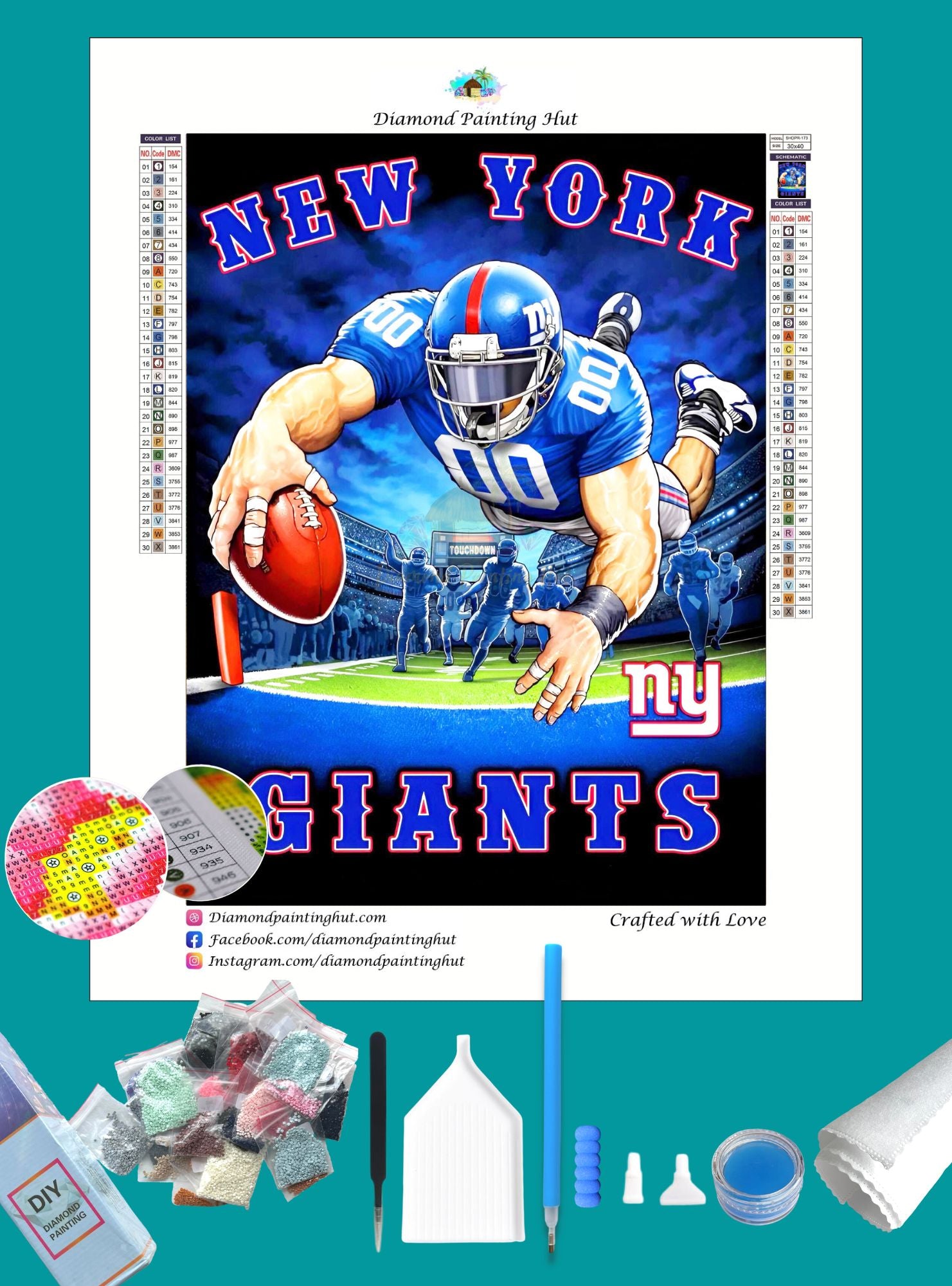 New York Giants Players - Diamond Paintings 