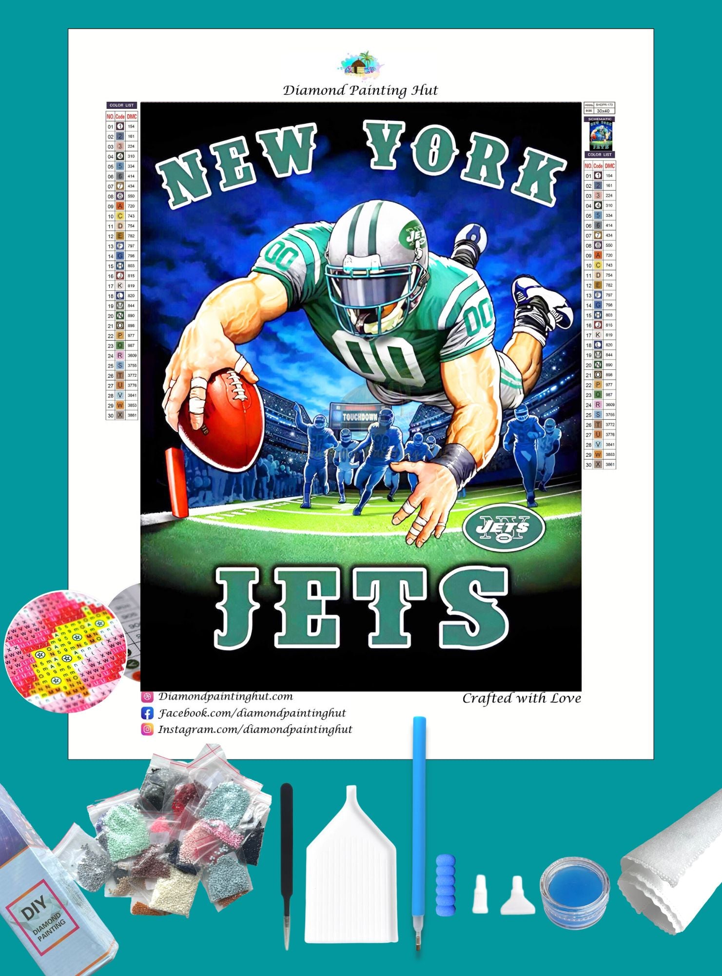 New York Jets Nfl Diamond Painting - 30x40cm   Full Round Drill 