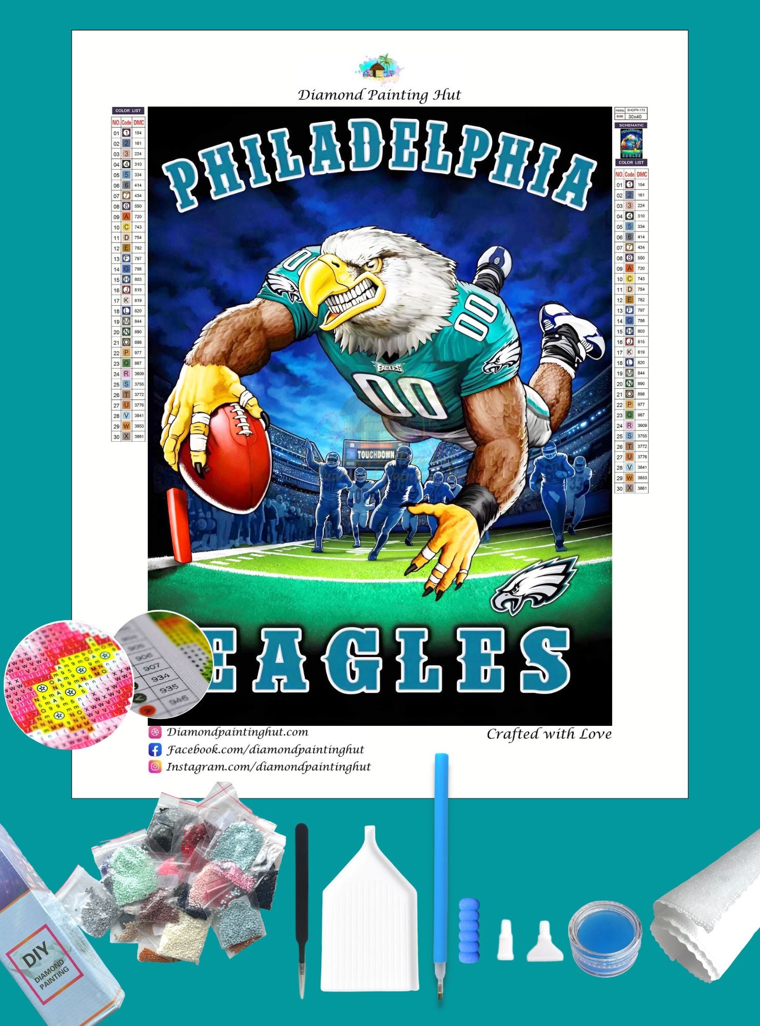 Philadelphia Eagles American Football Teams - DIY Diamond Painting Kit –  MyCraftJoy