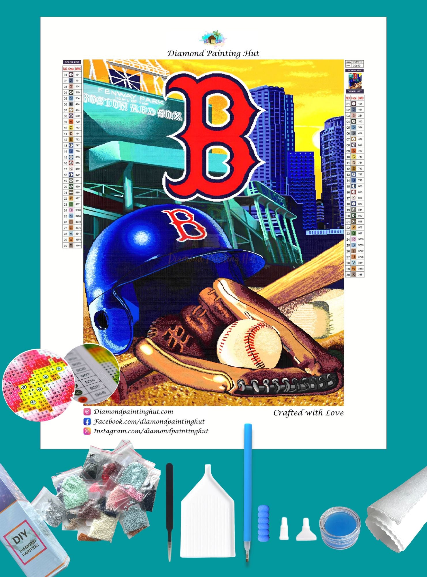 Boston Red Sox Player - 5D Diamond Painting -  %