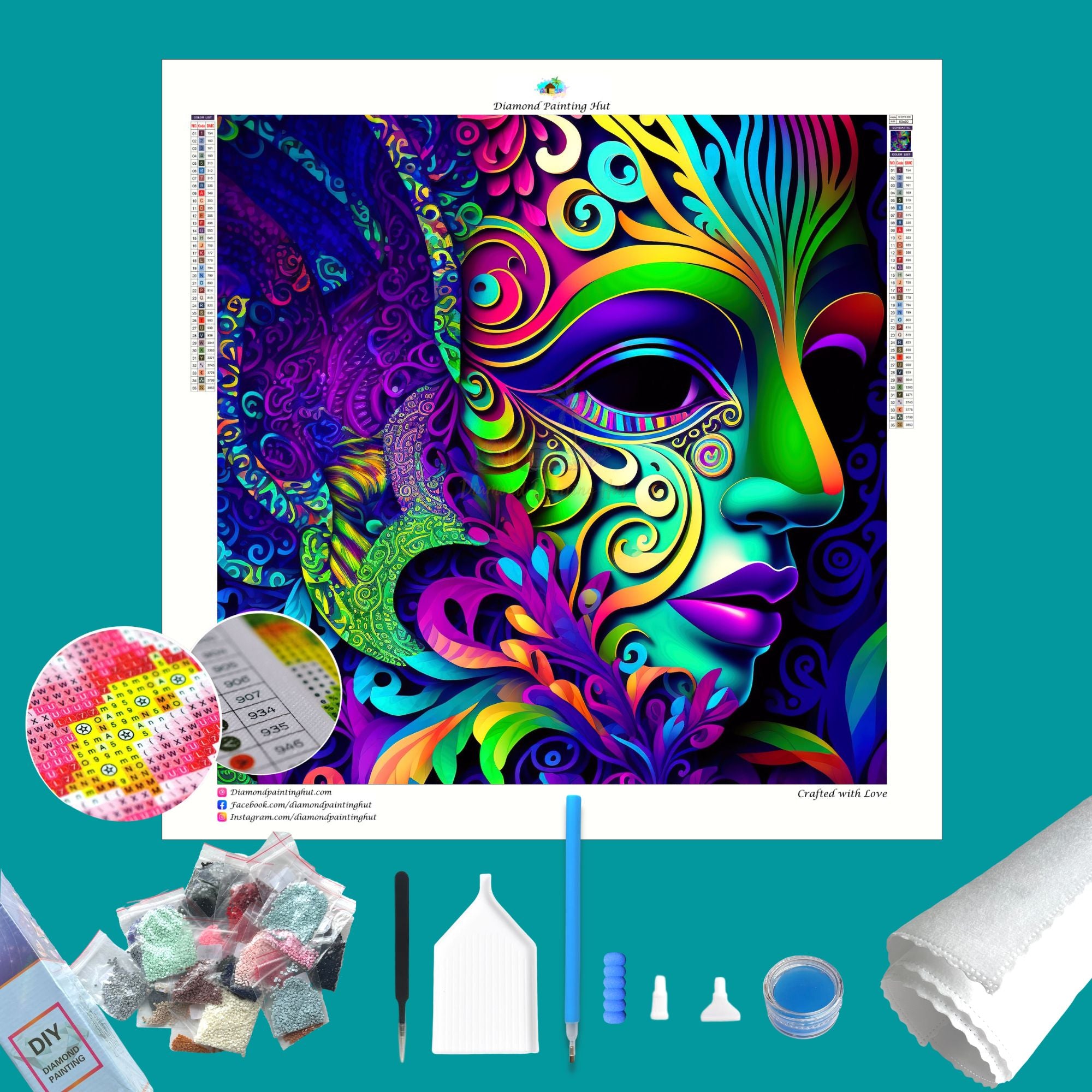 The Mask Diamond Painting 30x30cm / A / Full Round Drill Diamond Painting Hut