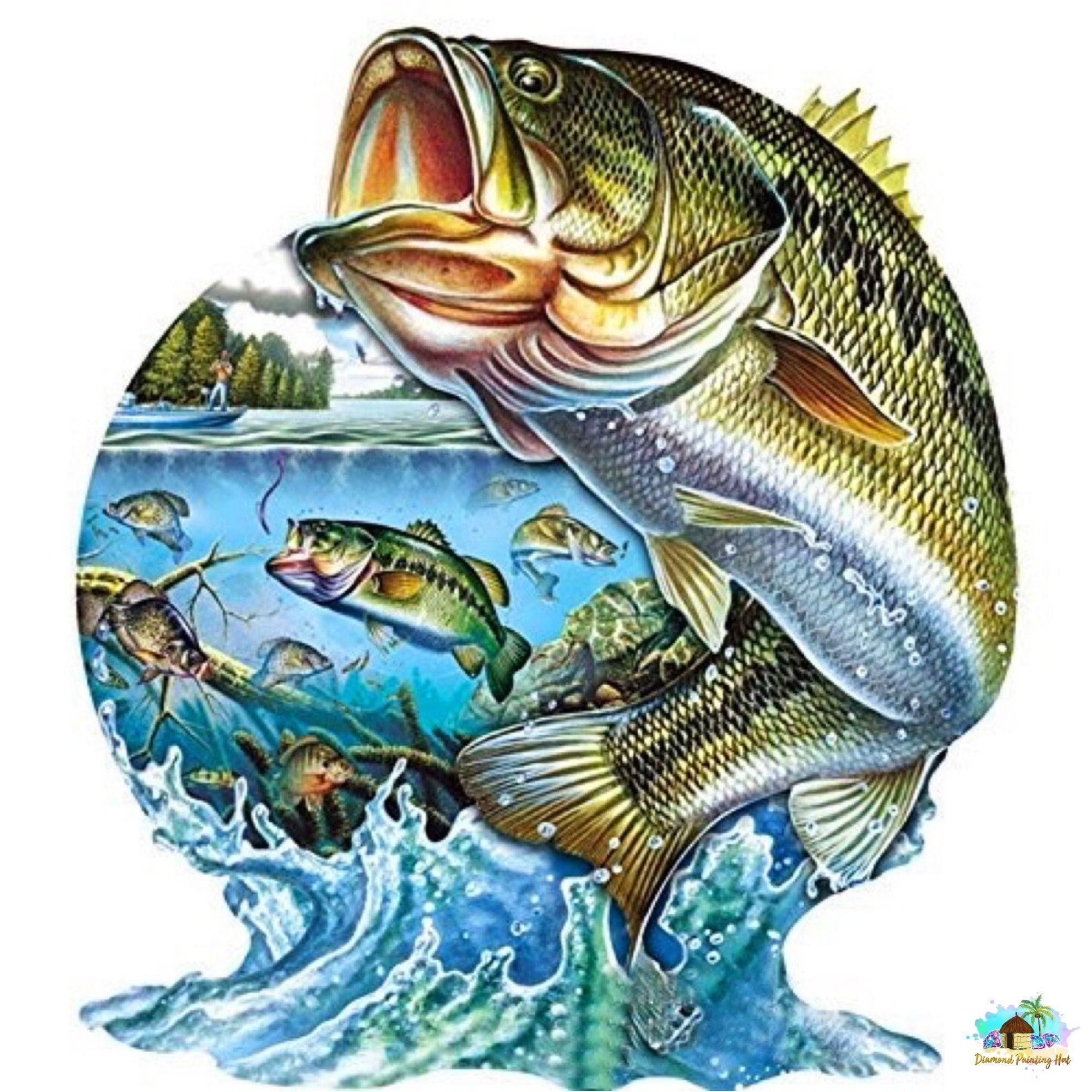 Large Mouth Bass Fish Diamond Painting - 30x30cm / Full Square Drill - Diamond  Painting Hut